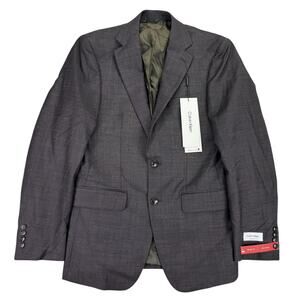 Calvin Klein Mens X Slim Fit Wool Blend Stretch Suit Jacket Burgundy 38R